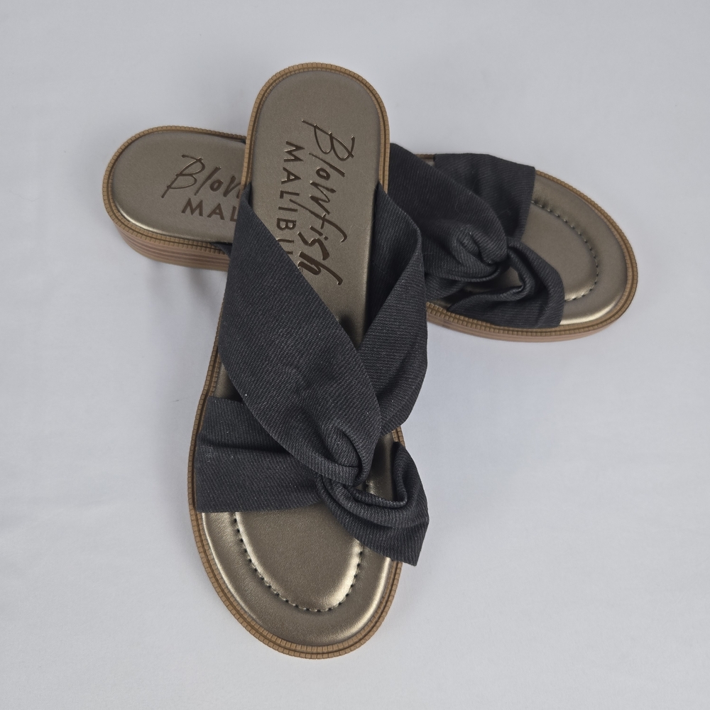 NWT Blowfish Malibu Black Knot Slide Sandals Casual Comfort Summer Size 7